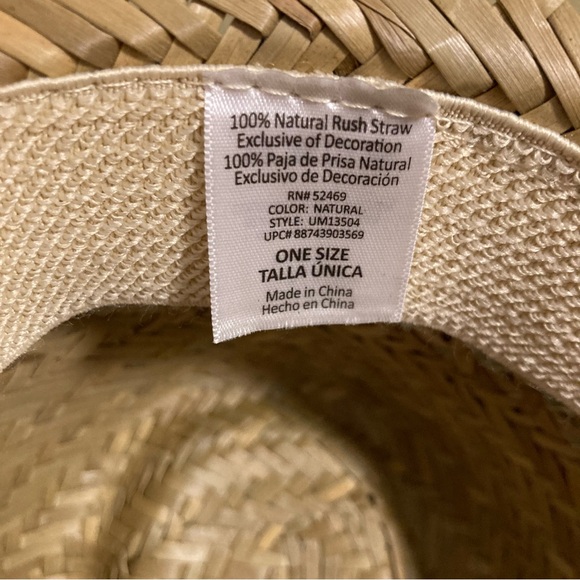 NWOT Vintage Unbranded Natural Rush Straw Sun Hat One Size - Picture 11 of 12